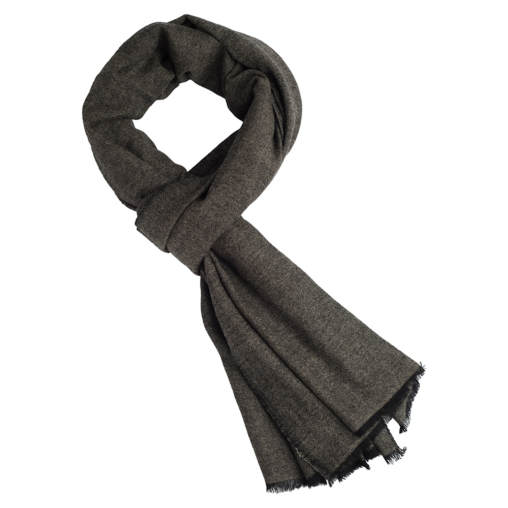 Cashmere Stole in Black/Taupe Melange