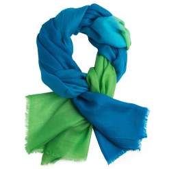 Azure/Vibrant Green cashmere stole