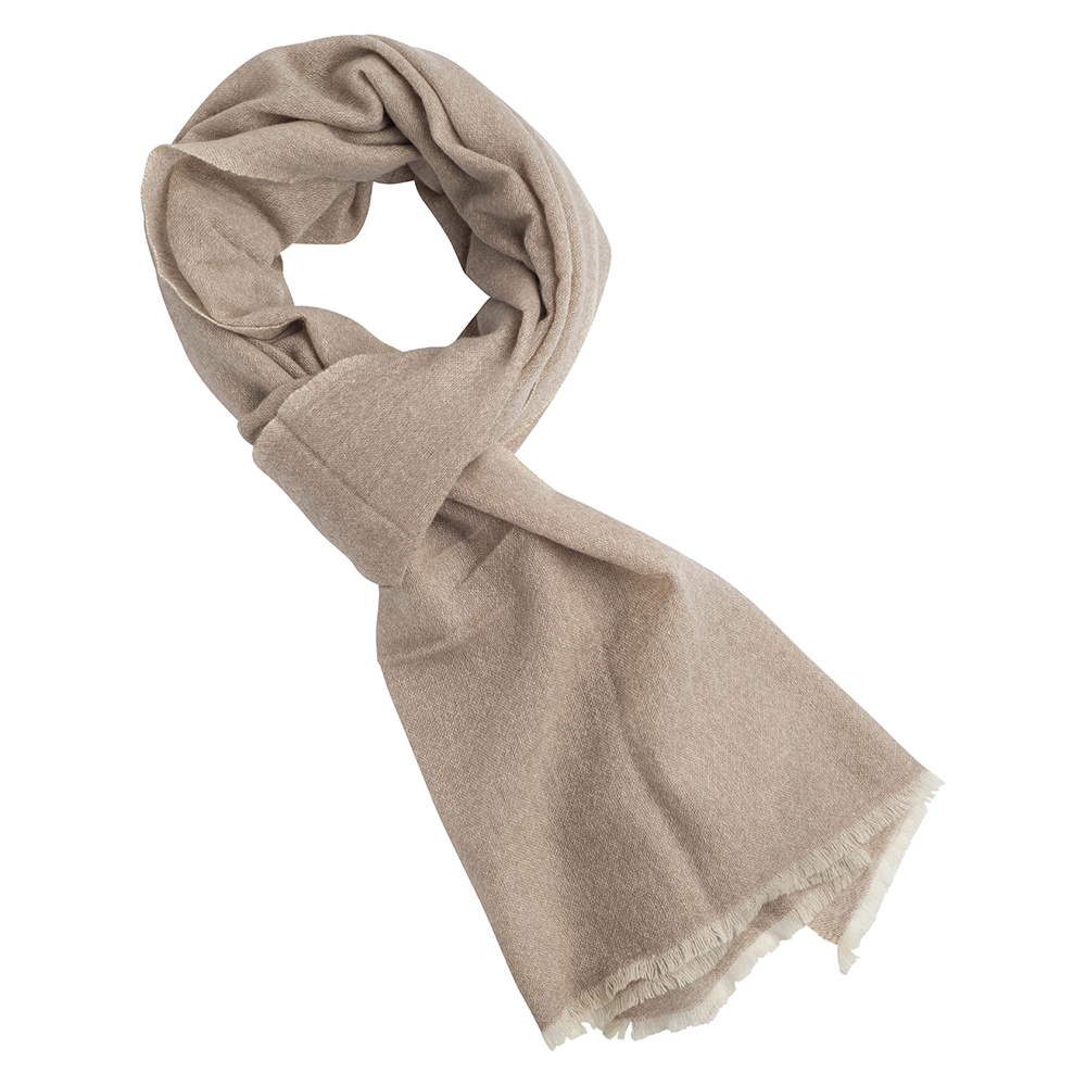 Cashmere Stole in Beige/White Melange
