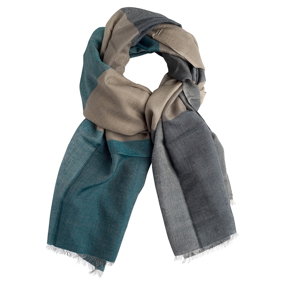 Checkered Cashmere/Silk Shawl blue