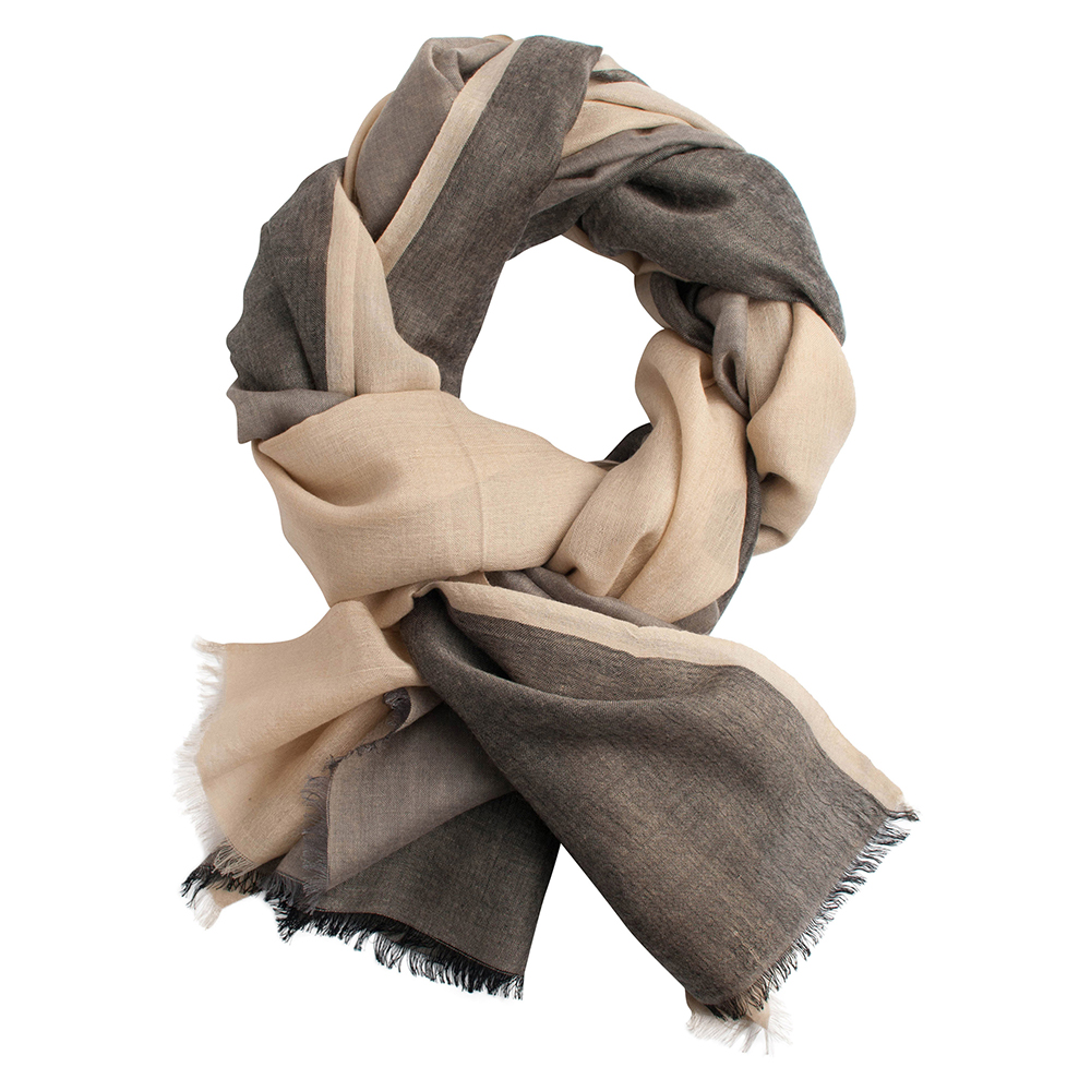Three coloured shawl - beige and grey