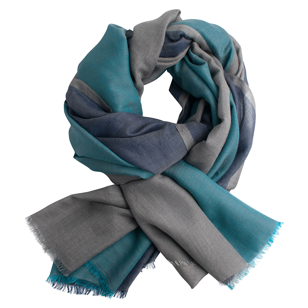 Three coloured shawl - grey and petrol