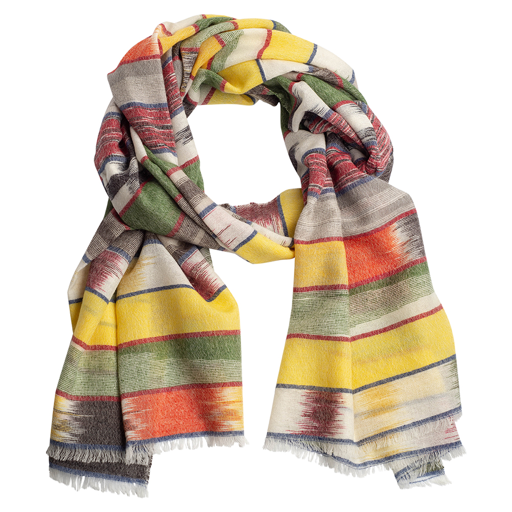 Ikat woven cashmere stole