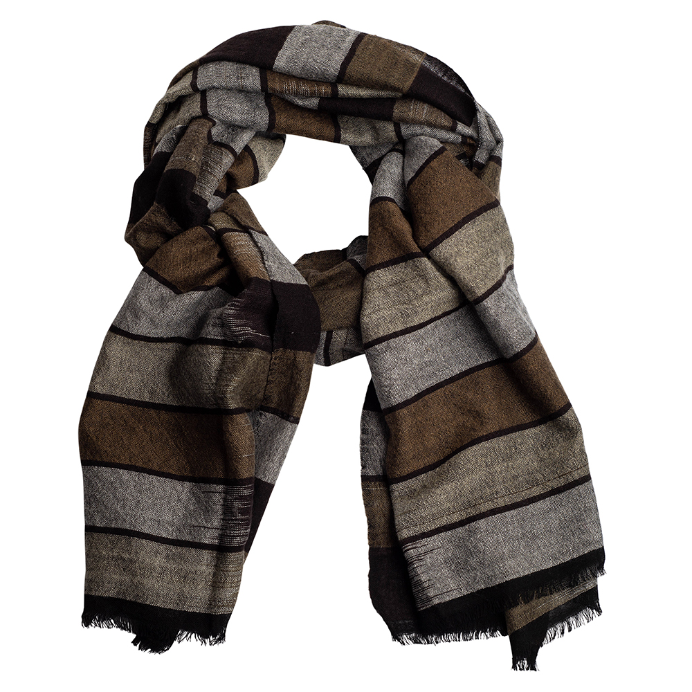 Grey ikat woven cashmere stole