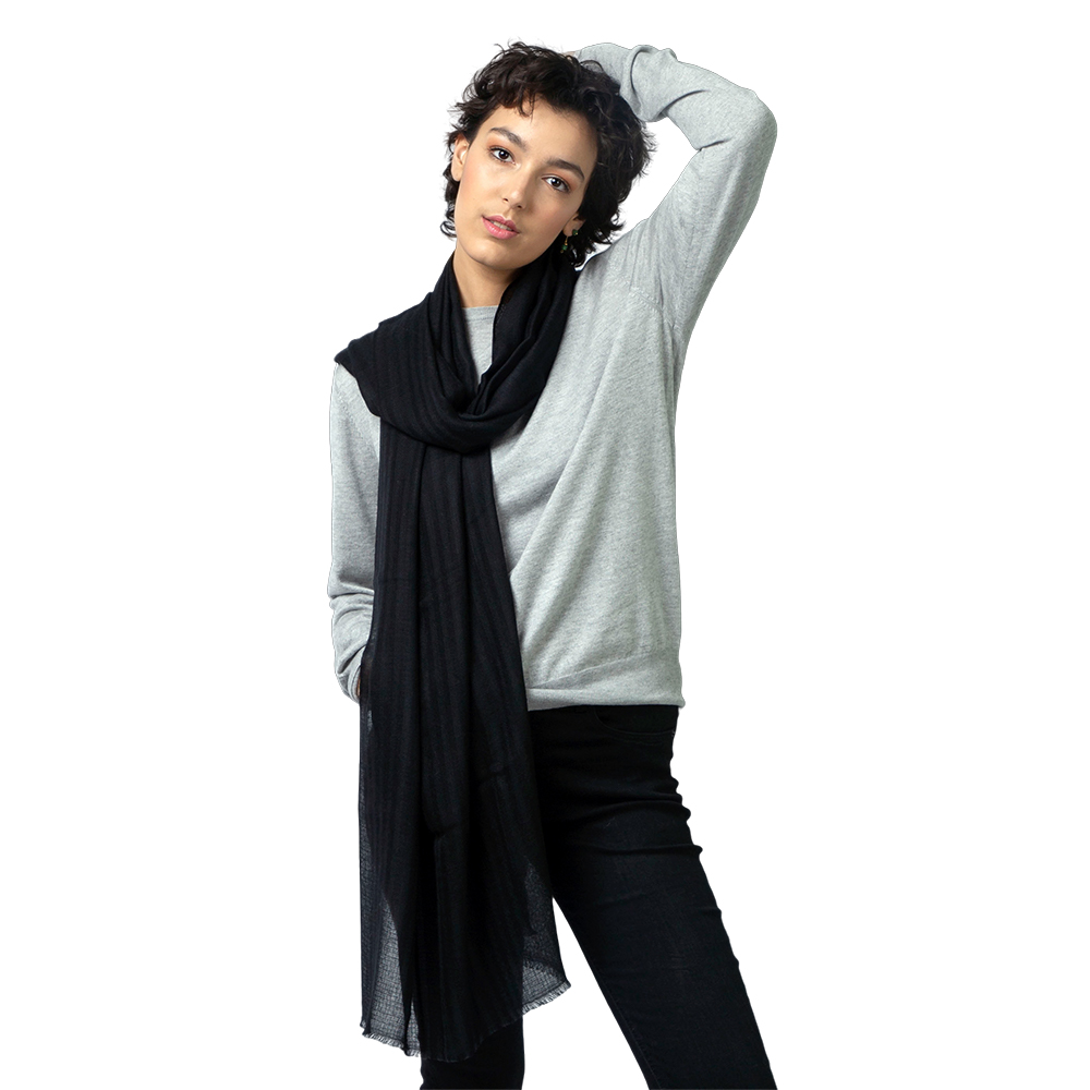 black diamond stripe cashmere stole