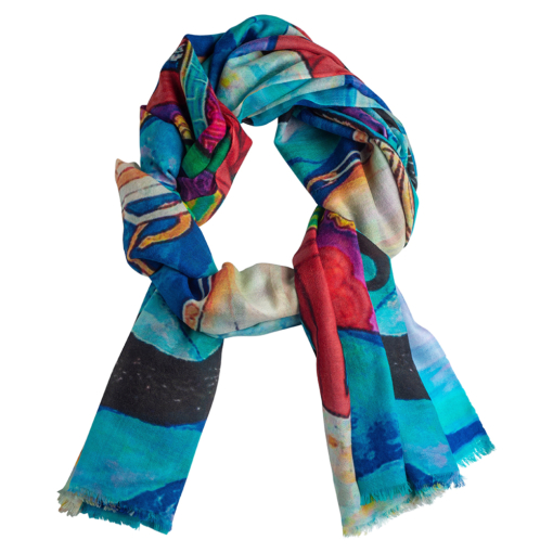 Printet cashmere shawl in blue colors