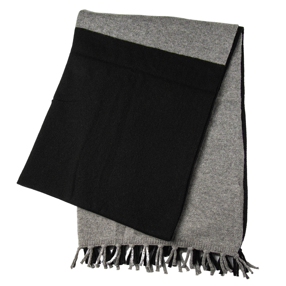 Merino/cashmere scarf - black/grey