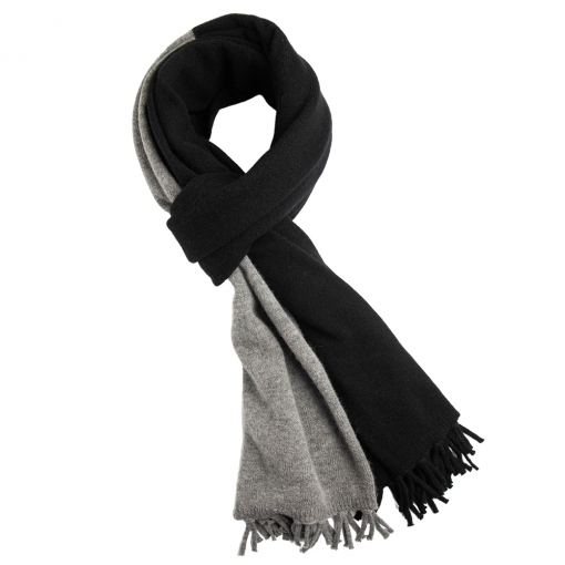 Merino/cashmere scarf - black/grey