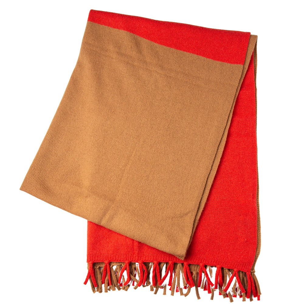 Merino/cashmere scarf - orange/camel