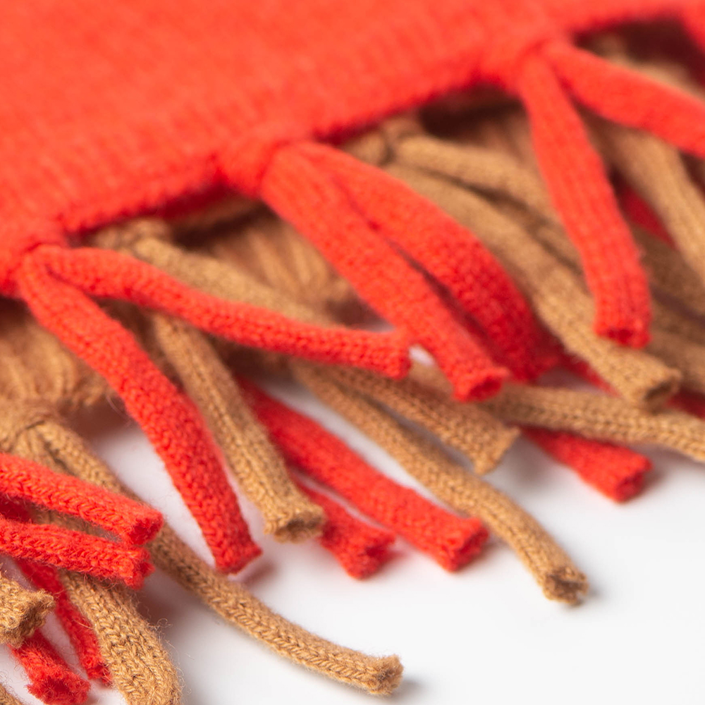 Merino/cashmere scarf - orange/camel