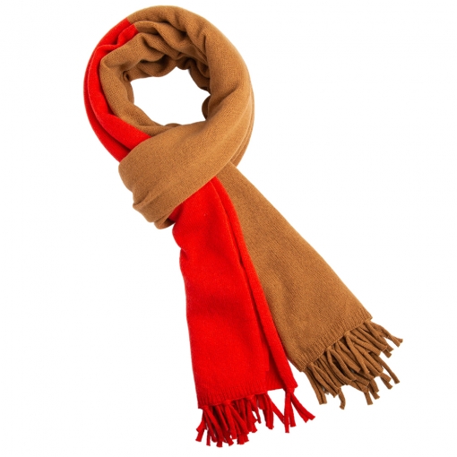 Merino/cashmere scarf - orange/camel