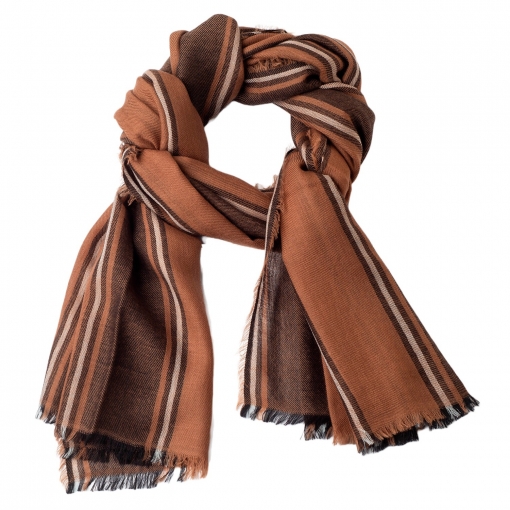 Striped cashmere shawl brown